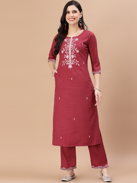 

Smiro Women Pink Embroidered Kurta with Churidar