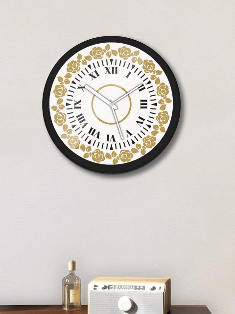 

WENS Black & White Printed Traditional Wall Clock