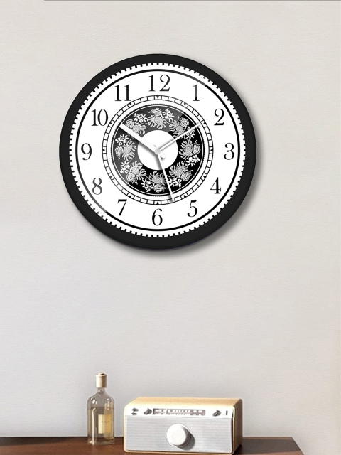 

WENS White & Black Printed Contemporary Wall Clock