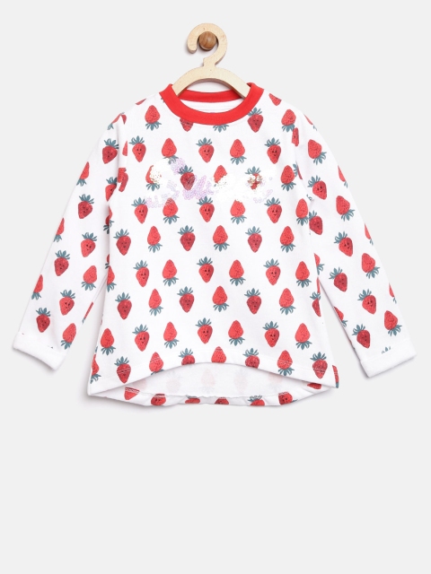 

YK Girls Off-White & Red Printed Sweatshirt