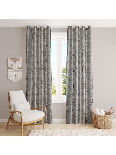 

Slushy Mushy Pack Of 2 Black & Off White Floral Door Curtain