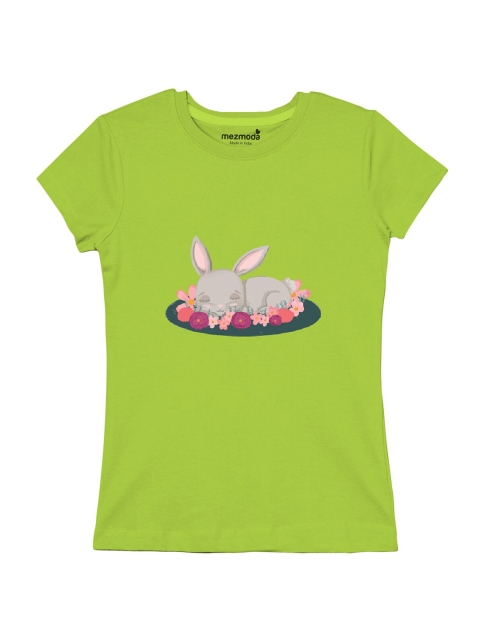 

mezmoda Girls Green Printed Round Neck T-shirt