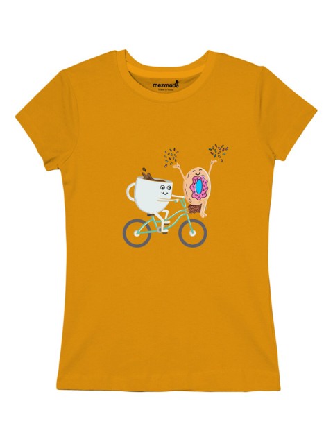 

mezmoda Girls Yellow Printed Halfsleeve Round Neck T-shirt