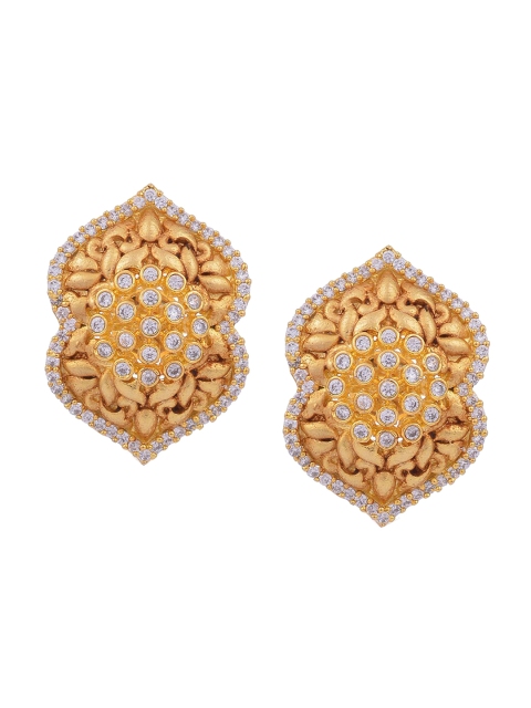 

Tistabene Women Gold-Plated & White Antique Floral Studs Earrings