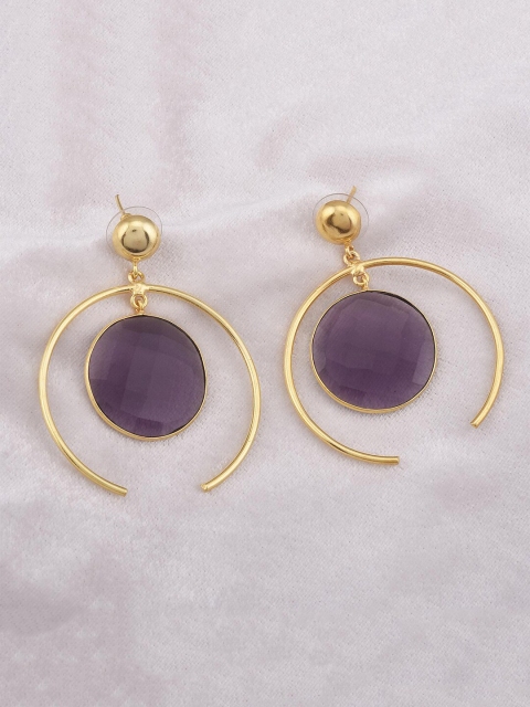 

Tistabene Women Purple & Gold Plated Contemporary Drop Earrings