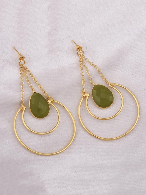 

Tistabene Women Green & Gold-Toned Contemporary Drop Earrings