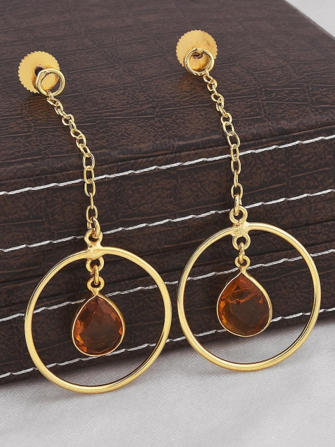 

Tistabene Yellow Circular Gold-Plated Drop Earrings