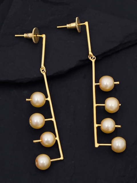 

Tistabene Gold-Toned Contemporary Gold-Plated Drop Earrings