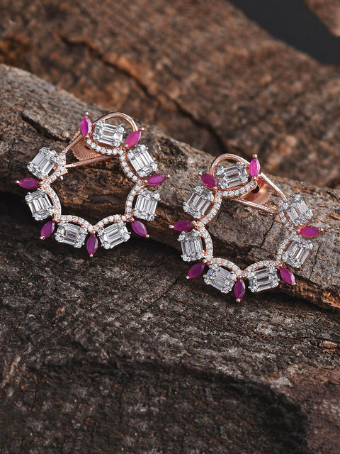 

Tistabene Rose Gold Plated Purple Studed Earrings