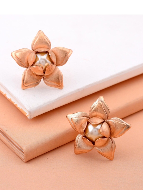 

Tistabene Women Gold-Toned Floral Pearl Studs Earrings