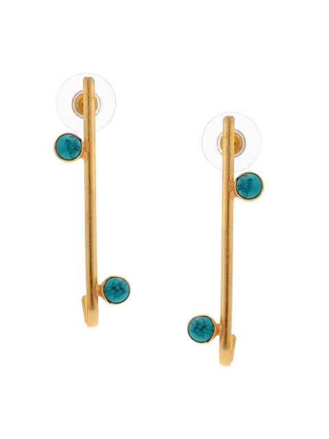 

Tistabene Gold-Plated Turquoise Blue Contemporary Drop Earrings