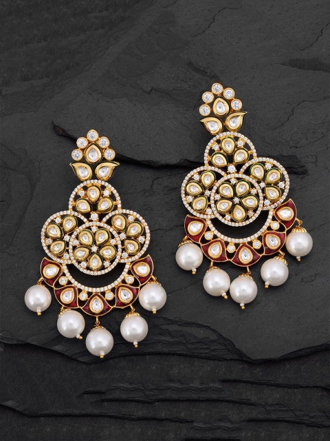 

Tistabene Women White & Gold-Toned Contemporary Drop Earrings