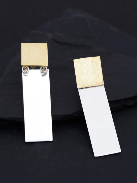 

Tistabene Gold-Toned & White Rectangular Drop Earrings