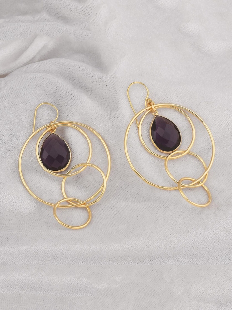 

Tistabene Gold-Plated Purple Contemporary Drop Earrings