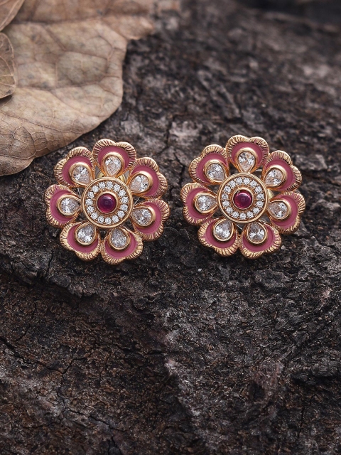 

Tistabene Red & Gold Plated Floral Studs Earrings