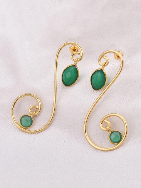 

Tistabene Gold & Green Contemporary Drop Earrings
