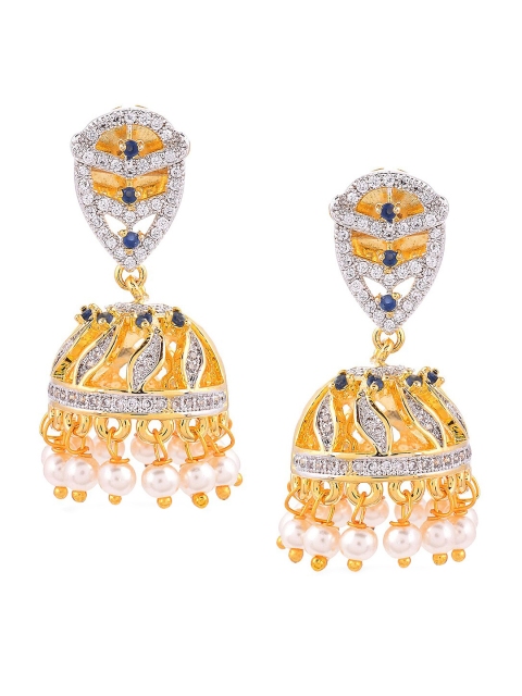 

Tistabene Women Gold-Toned & White International Diamonds Jhumkas Earring