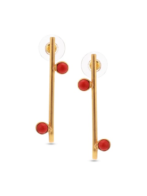 

Tistabene Green Gold-Plated Contemporary Drop Earrings