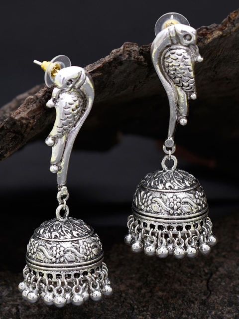 

Tistabene Women White & Silver-Toned Contemporary Jhumkas Earrings