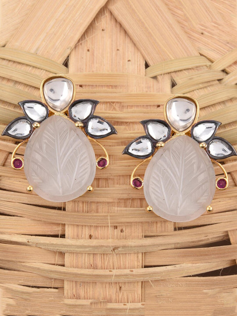 

Tistabene Gold Plated Contemporary Floral Kundan Designer Studs Earrings