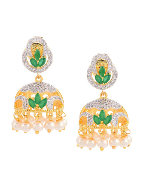 

Tistabene Green Contemporary Jhumkas Earrings