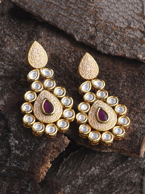 

Tistabene Gold-Plated & White Contemporary Drop Earrings