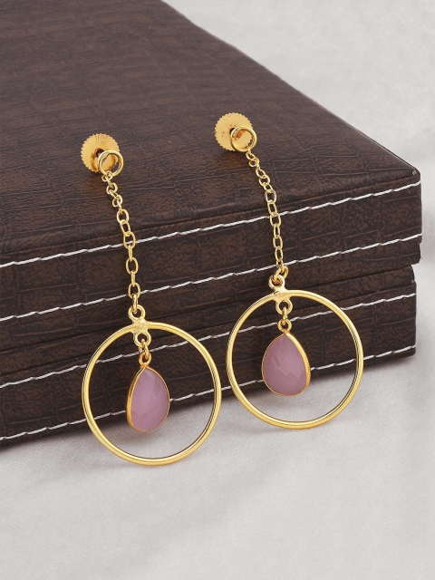 

Tistabene Pink & Gold-Toned Contemporary Drop Earrings
