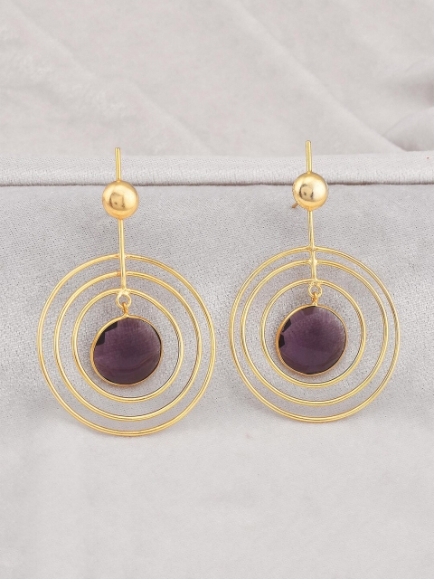 

Tistabene Purple Circular Gold-Plated Drop Earrings