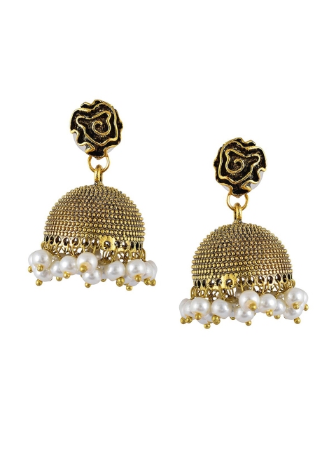 

Tistabene Gold-Toned & White Contemporary Jhumkas Earrings