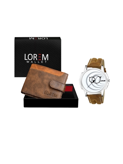 

FERRIZZO Men Brown & White Solid Watch & Wallet Gift Set