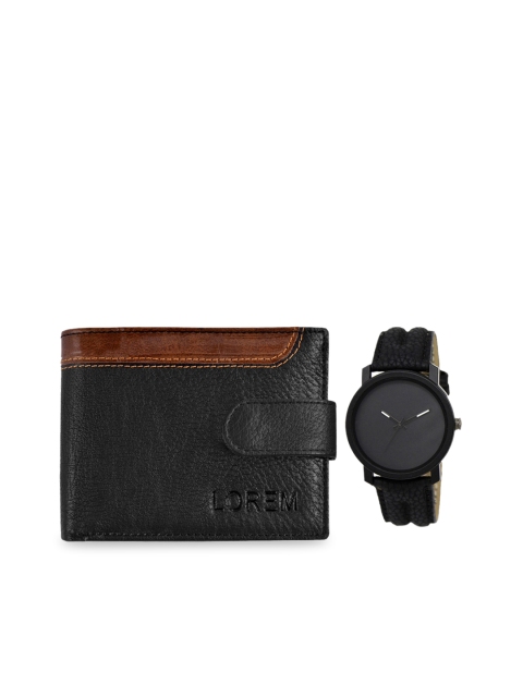 

FERRIZZO Men Black Solid Watch and Wallet Combo Accessory Gift Set