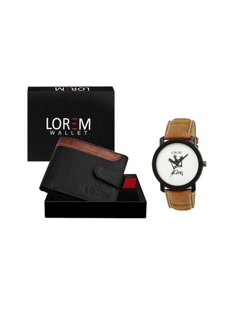 

FERRIZZO Men Brown & White Solid Leather Accessory Gift Set