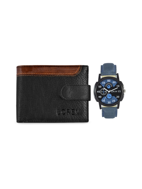 

FERRIZZO Men Black & Blue Solid Accessory Gift Set