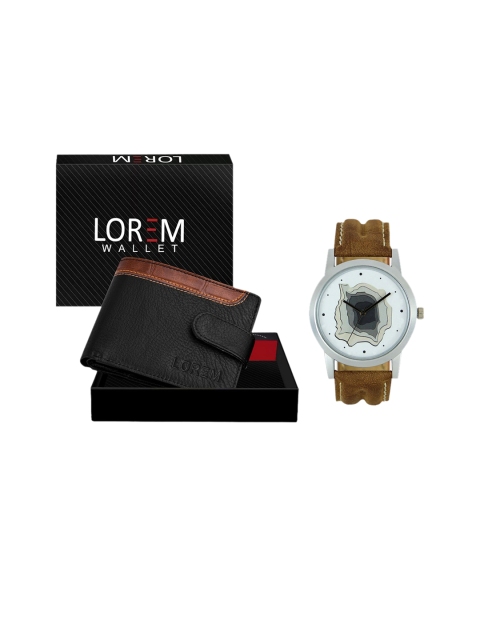 

FERRIZZO Men Brown & Black Watch and Wallet Combo Accessory Gift Set, White