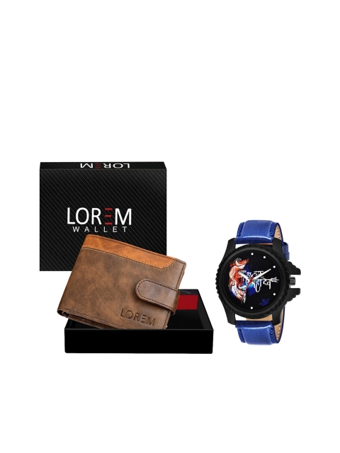 

FERRIZZO Men Black & Blue Wallet & Watch Combo Accessory Gift Set- FZ-WL44-LR66