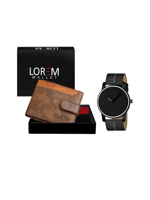 

FERRIZZO Men Black & Brown Textured Accessory Gift Set
