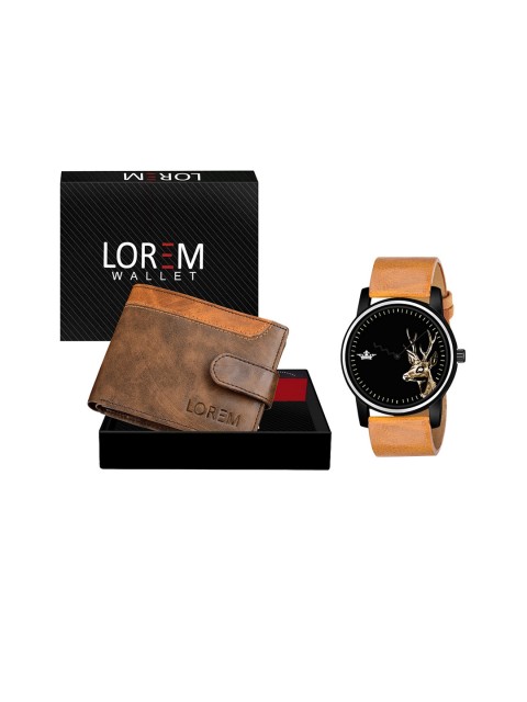 

FERRIZZO Men Black & Brown Solid Watch and Wallet Combo Accessory Gift Set