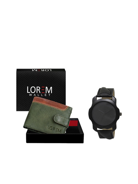 

FERRIZZO Men Green & Black Watch & Artificial Leather Wallet For Men Gift Set