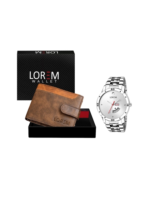 

FERRIZZO Men Silver-Toned & Brown Solid Accessory Gift Set