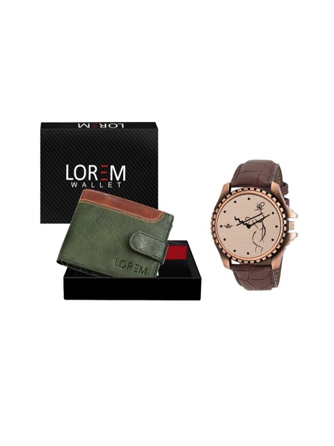 

FERRIZZO Men Beige & Green Solid Accessory Gift Set