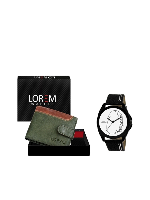 

FERRIZZO Men White & Green Patterned Accessory Gift Set