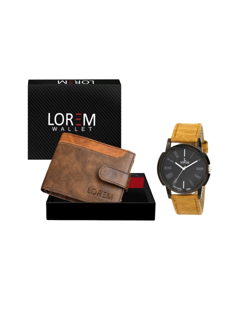 

FERRIZZO Men Brown Watch and Wallet Combo Accessory Gift Set, Black