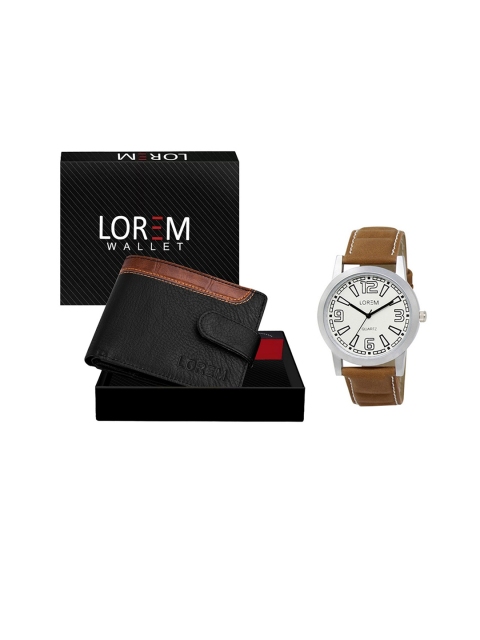 

FERRIZZO Men Brown & Black Watch & Artificial Leather Wallet For Men Gift Set