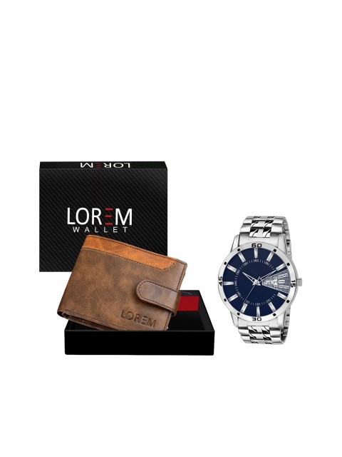 

FERRIZZO Men Silver & Brown Colored Solid Accessory Gift Set