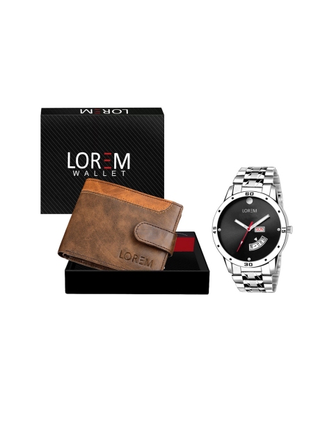 

FERRIZZO Men Black & Brown Watch and Wallet Combo Accessory Gift Set