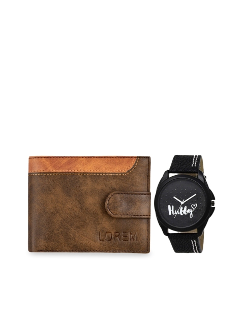 

FERRIZZO Men Black & Brown Textured Accessory Gift Set