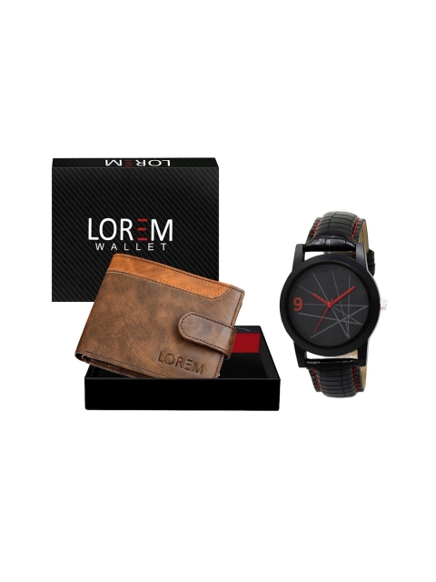 

FERRIZZO Men Black & Brown Watch and Wallet Combo Accessory Gift Set
