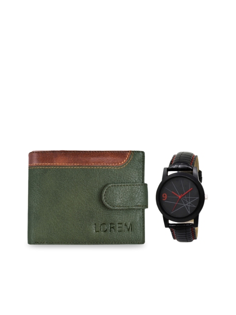 

FERRIZZO Men Black Watch & Green Artificial Leather Wallet