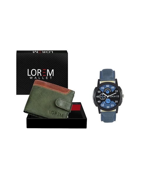 

FERRIZZO Men Blue & Green Solid Leather Accessory Gift Set