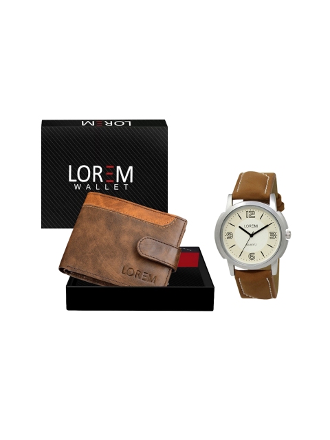 

FERRIZZO Combo Of Brown Men Watch & Brown Artificial Leather Wallet For Men